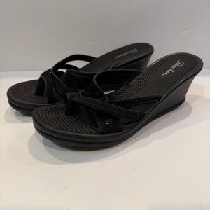Skechers Women's Black Wedge Sandals